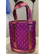 Marc Jacobs Satchel Quilted Satin Bucket Bag Tote Fuchsia Pink Metallic - $29.99