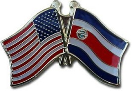 Pack of 50 USA American Costa Rica Friendship Flag Bike Hat Cap lapel Pin - £59.95 GBP