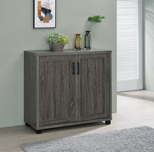 Modern Rustic Two-Door Accent Cabinet Shelf &amp; Storage, Weathered Gray - $360.99