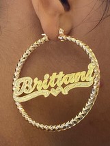 14k gold overlay personalized Hoop Earrings 2  1/4"  /#c4 - $44.99
