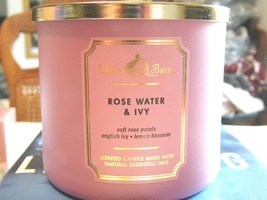 ROSE WATER AND IVY Bath &amp; Body Works 3 Wick Candle Brand New - $17.62