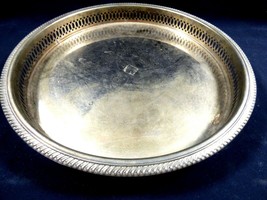  Silver Plate metal round  Platter Tray Dish pierced edge 12.75&quot; Floral ... - $44.55