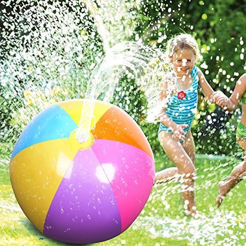 FANKUTOYS Beach Ball Sprinkler Outdoor Colorful Inflatable Sprinkler