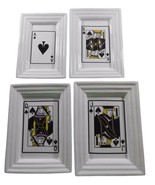 Ceramic Playing Cards Ace King Jack Queen Serving Trays Poker Bridge Spades - $24.75