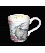 Colorful Maxcera Spring Floral Grey Bunny Large Chunky Mug Flowers Inside NEW - $15.99