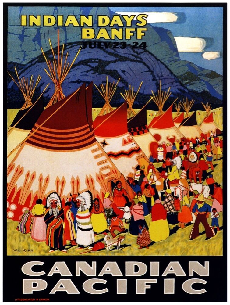 7967.Canada pacific.indian days banff.indians celebrate.POSTER.art wall decor