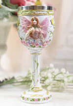 Holy Matrimony Blue And Pink Butterfly Bridal Floral Fairy Wine Goblet 7oz - $25.24