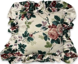 Waverly Floral Pleasant Valley Grapes & Flowers Cotton Throw Pillow 20” Ruffled - $23.76