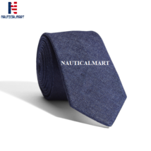 Navy Denim Tie For Men Handmade
