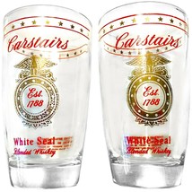 Set of 2: Rare vintage Carstairs White Seal Blended Whiskey glass - $24.99