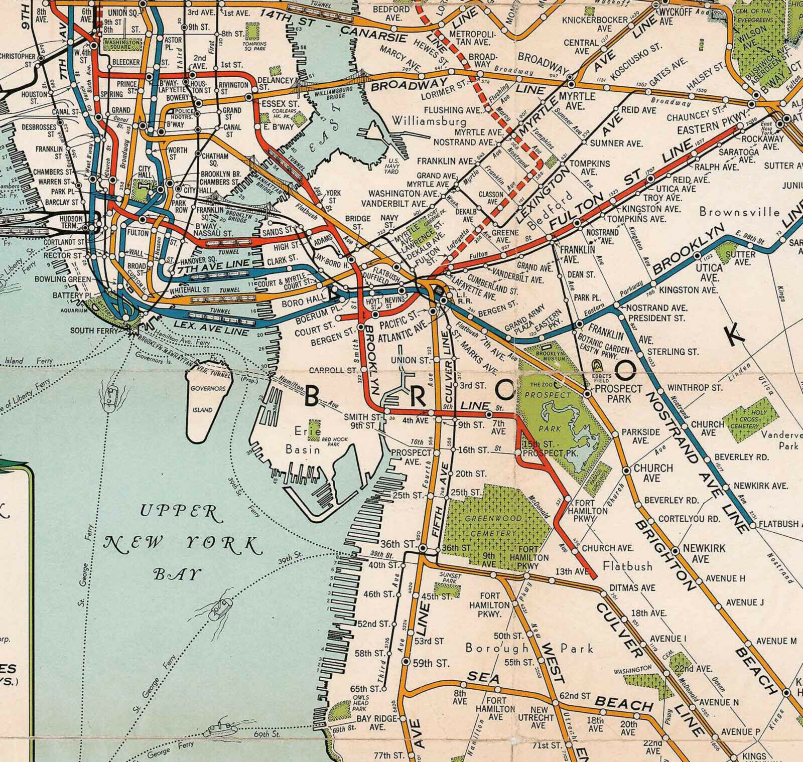 1937 Hagstrom Map of New York City w Subway and similar items