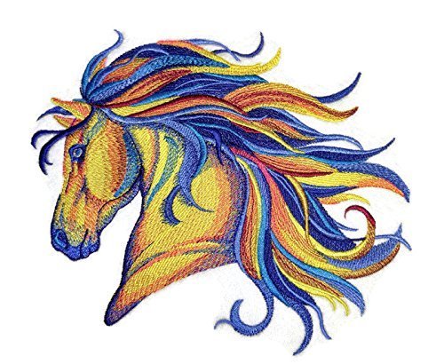 [Custom] Vibrant Horse in Watercolor Embroidery Iron On/Sew Patch [7.8 x 6.73]