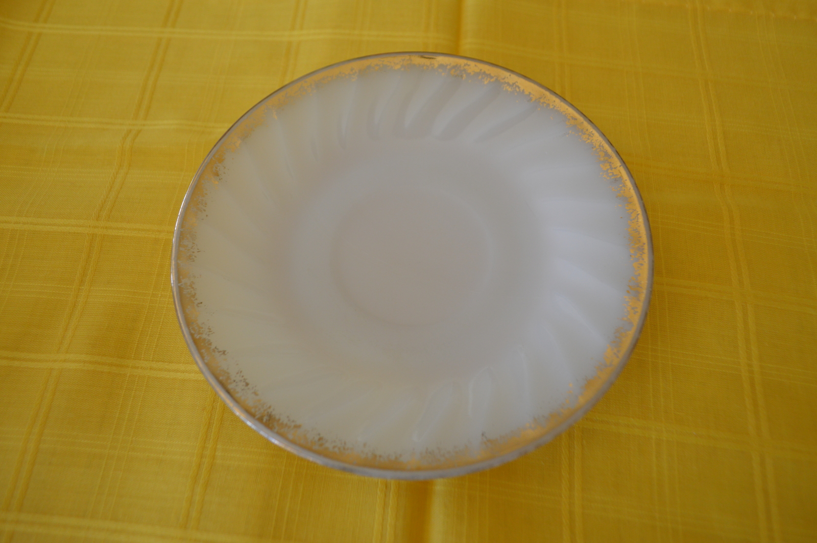 Vintage Amber Glass Side Plate Saucer Swirled Design 