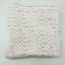 ADEN + ANAIS White w Pink & Gray Dots Geometric Baby Blanket Muslin Swaddle B79 - $13.19