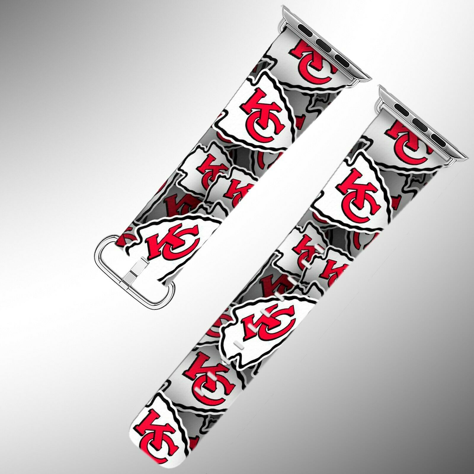 Kansas City Chiefs Apple Watch Band 38 40 42 44 mm Fabric Leather Strap 1 - Watch Bands