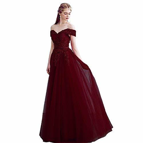 Plus Size Off The Shoulder Beaded Long Prom Evening Dress Burgundy US 22W