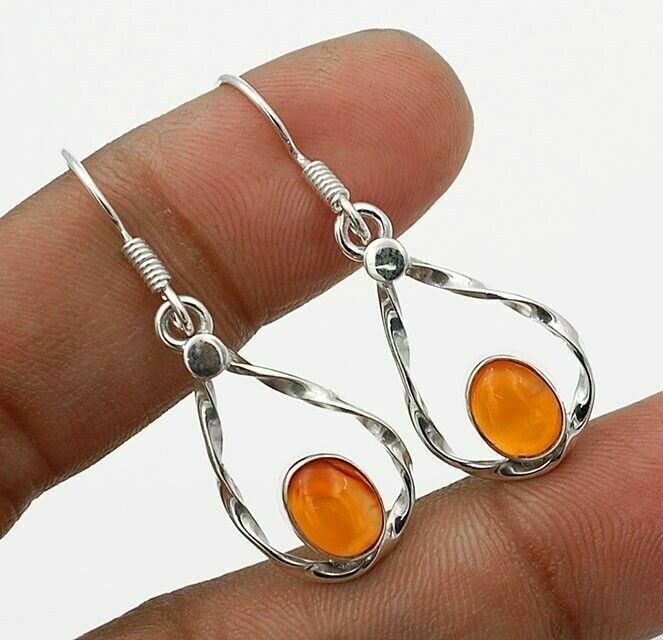 Natural Carnelian Sterling Silver Earrings Jewelry Ib Genuine