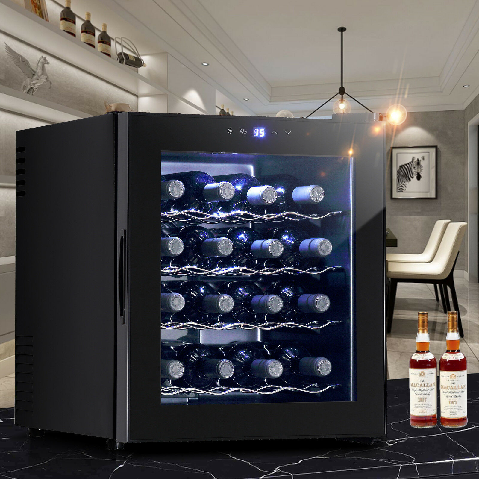 16 Bottles Thermal Electric Wine Cooler Refrigerator Cellar Bar Wine