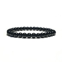 Minimalist Natural Black Obsidian Bracelet Men 4mm 6mm 8mm 10mm 12mm Beaded Char - $11.35