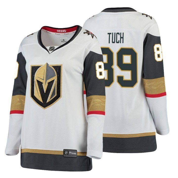 Women 2018 Vegas Golden Knights Jersey Sewn on 89 Alex Tuch Jersey Sewn on Whit HockeyNHL