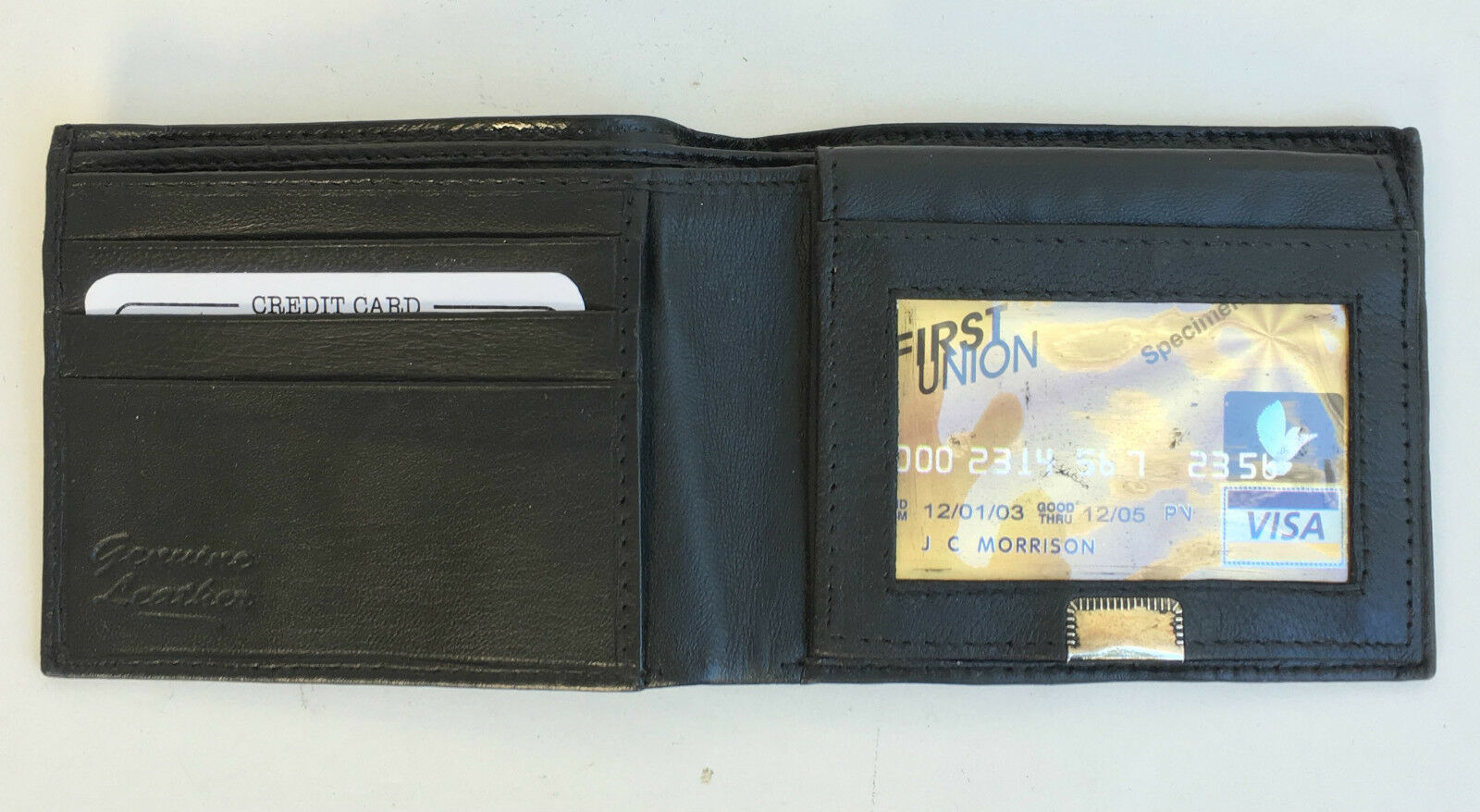 Black Genuine Leather Mens Bifold Wallet Flap Top ID Window Wallets