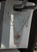 Disney Parks Mickey Mouse Lt Amethyst June Faux Birthstone Necklace Silver Color
