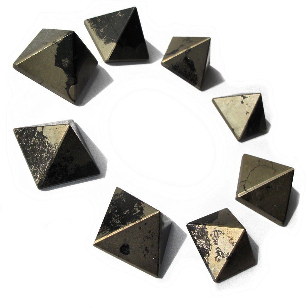 Crystal Gemstone Pyrite Stone Pyramid (25mm - 1), Reiki, and Feng Shui Decor