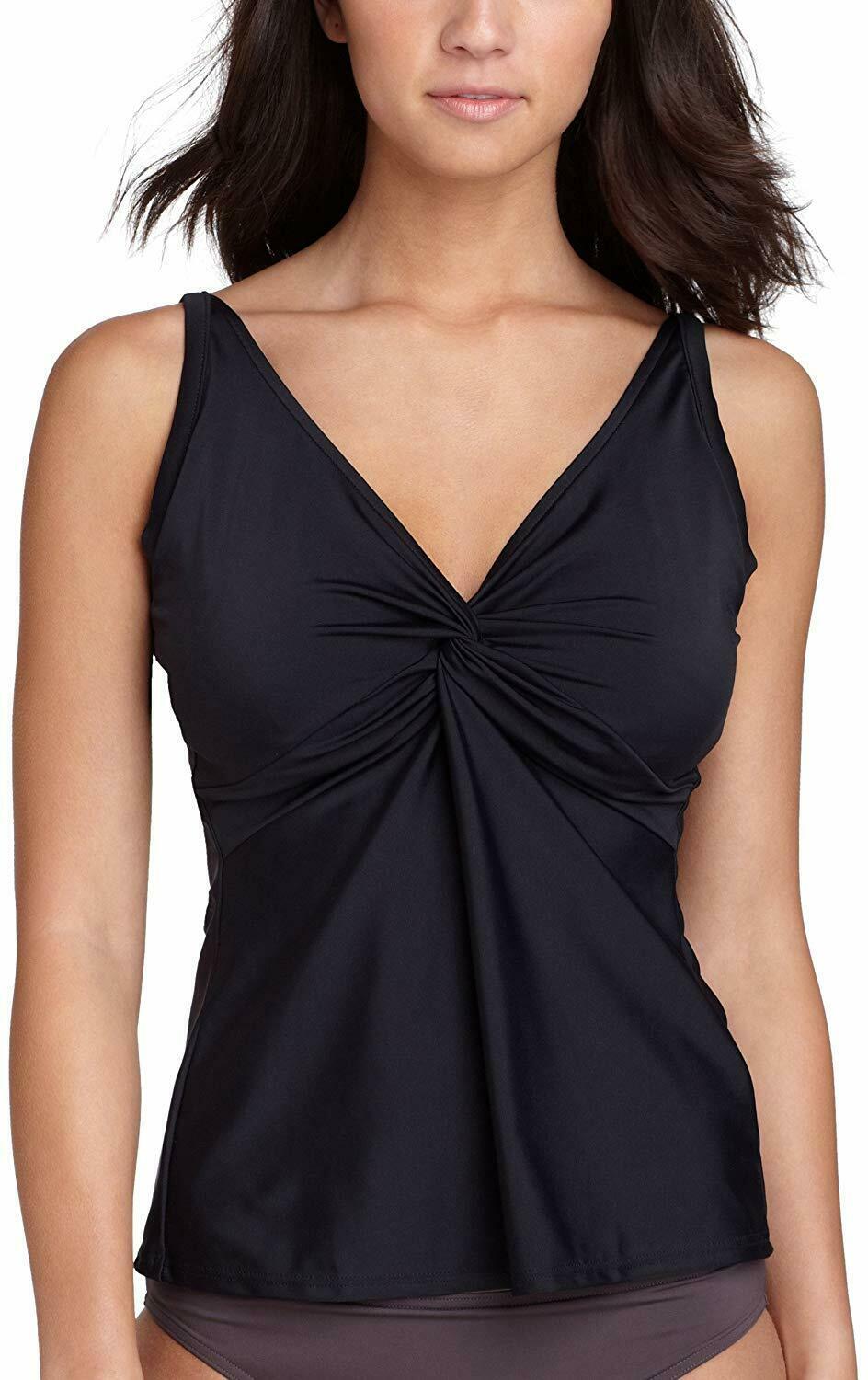 Sunsets Black Forever Underwire Tankini Swim Top, Us 40F