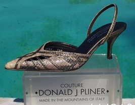 Donald Pliner Couture Cobra Leather Shoe New Sz 5 5.5 Pointy Toe Sling Back $265 - $106.00