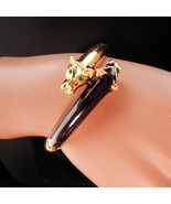 Panther Designer bracelet Leopard head bangle Signed cleopatra bracelet ... - $145.00
