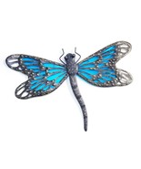 Blue Dragonfly Suncatcher Wall Plaque Glass and Metal 17.7&quot; Wide  - $36.62