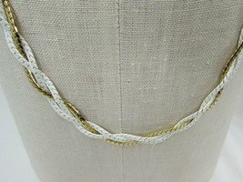 Vintage Trifari Triple Strand Goldtone White Chain Necklace 47297 - $19.79