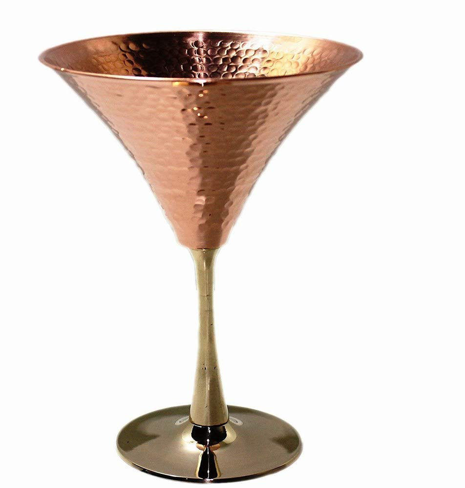 Solid Copper Martini Glasses,Beautifully Hammered Copper Martini Glass