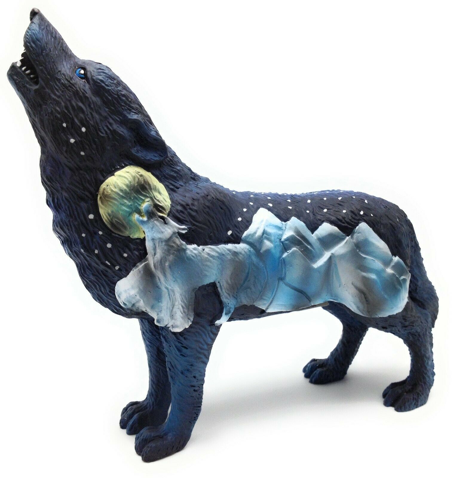 Wolf Spirit Mountain Figurine Howling Stars Moon Statue 12108