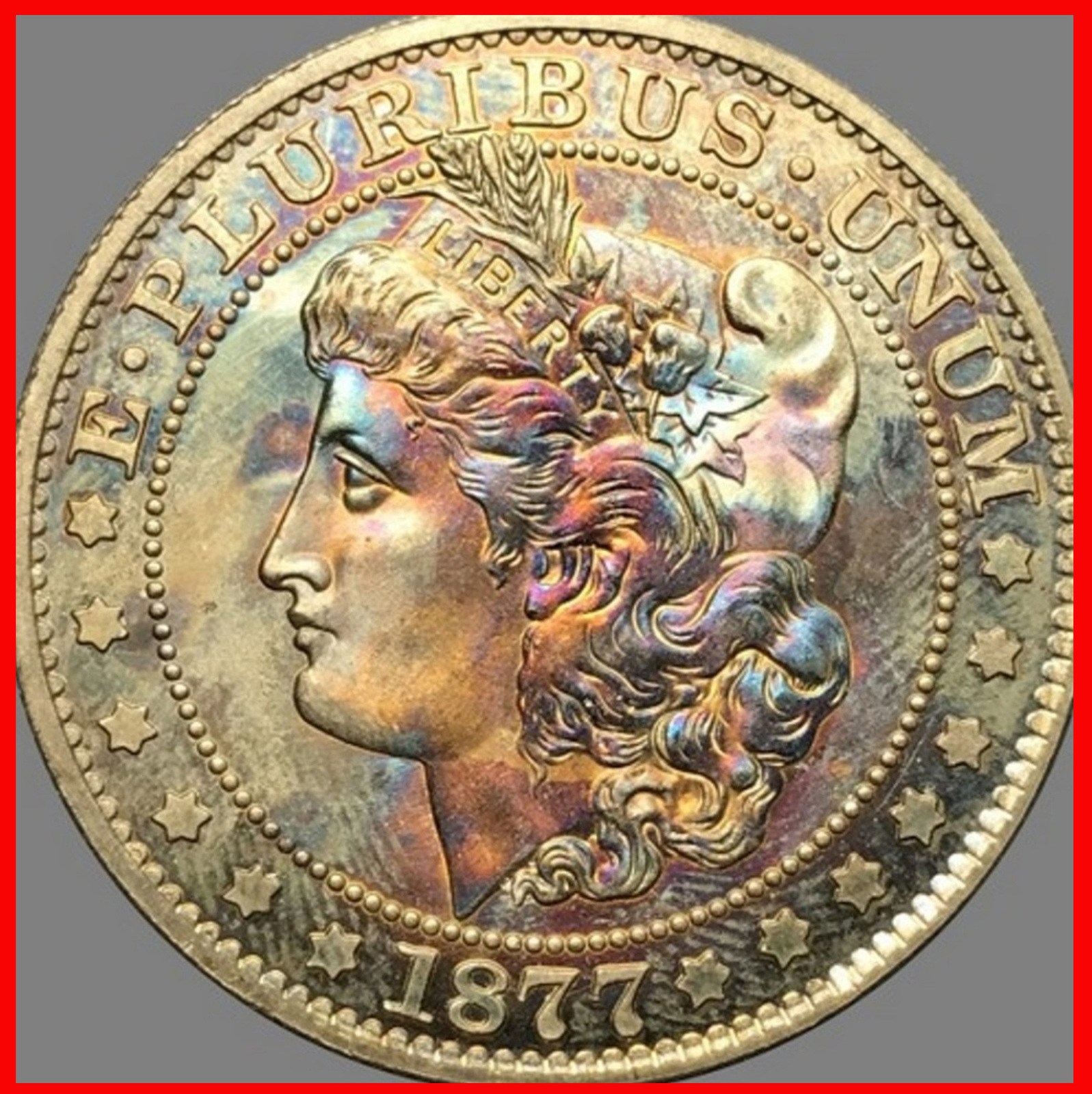 Rare Antique Usa United States 1877 Morgan Half Dollar Silver Color