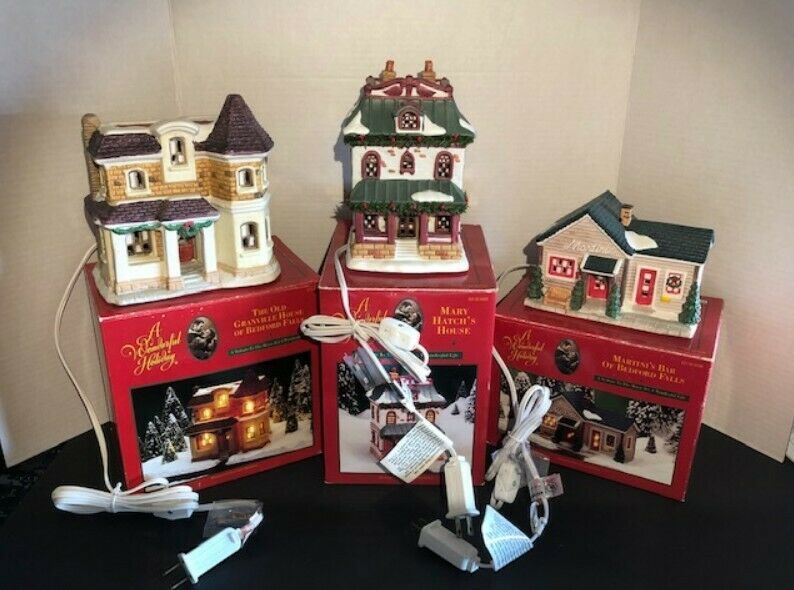 Vintage It's A Wonderful Life Christmas Village Set In Boxes/Packages