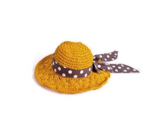 PANDA SUPERSTORE Women's Straw Hat Sun Beach Ribbon Hat Yellow