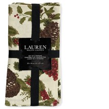 Lauren by Ralph Lauren Set of 4 Napkins Holly Tree Pine Print - $32.99