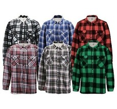 Men's Casual Flannel Button Up Plaid Fleece Warm Sherpa Lined Lightweight Jacket image 1