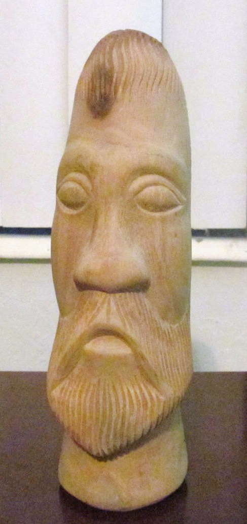 Original Hand Carved "Face of a Man" Sculpture Butternut Wood Art Untitled Man B - $174.99