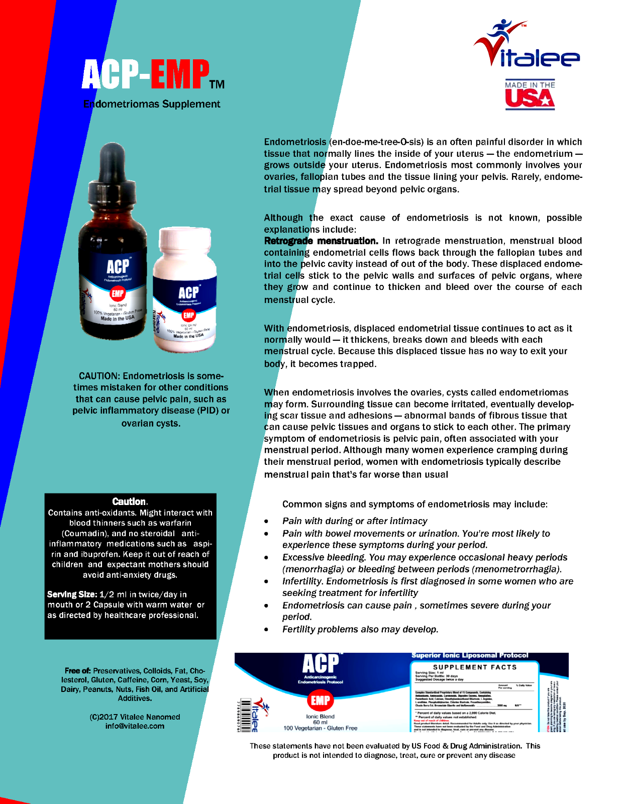 Endometriosis Supplement Pack of for pelvic or menstrual period pain