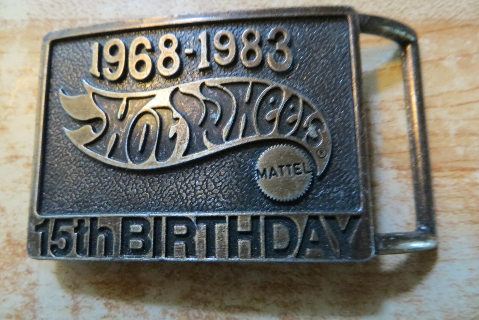 19681983 Hot Wheels Mattel 15th Birthday brass collectible vtg belt buckle old Belt Buckles