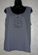 Karen Scott KS Petites Black White Stripe Knit Sleeveless Pull Over Size... - $14.80