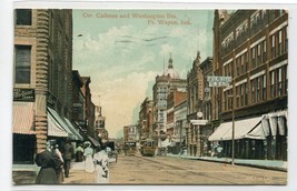 Calhoun & Washington Streets Fort Wayne Indiana 1909 postcard - $6.39