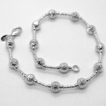 18K WHITE GOLD BRACELET FINELY WORKED 5 MM BALL SPHERE AND TUBE LINK 7.5 INCHES image 1