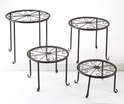 Plant Stands Set of 4 Nestable Curved Feet From 9.5" to 11.8" Diameter Metal