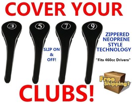 NEW BLACK DRIVERS GOLF CLUB HEAD COVERS HEADCOVER FULL COMPLETE 3 5 7 9 ... - $30.21