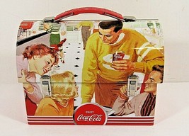2008 Coca-Cola Tin Box Trinket 1950's Retro Lunch Box Look Collectible - $12.19