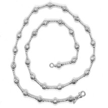 18K WHITE GOLD CHAIN FINELY WORKED 5 MM BALL SPHERES AND TUBE LINK, 15.8 INCHES image 2