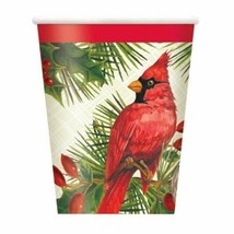 Red Cardinal Christmas Plaid 8 Ct 9 oz Hot Cold Paper Cups - $3.95